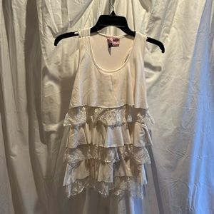 Cream lace front tank top